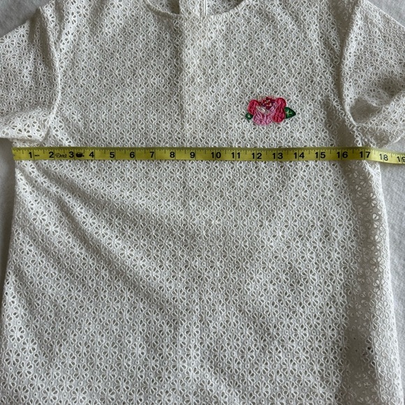 MANOUSH Flower Badge Eyelet Cotton Top Blouse Size 34, US 2 - Picture 8 of 10